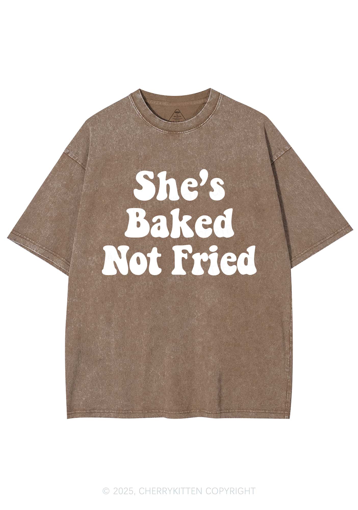 She Is Baked Not Fried Y2K Shirts Washed Tee Cherrykitten