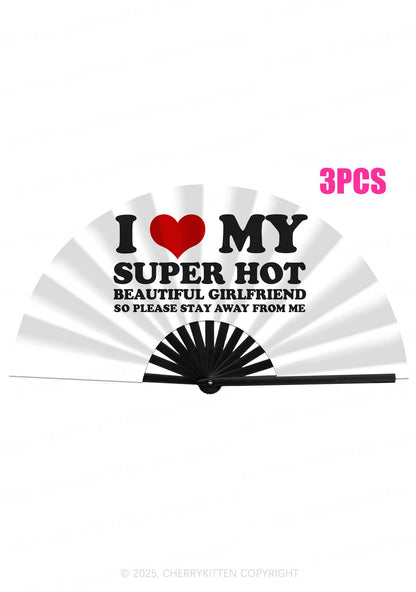 Love My Super Hot GF Valentine's Day Y2K Rave Hand Fan Cherrykitten