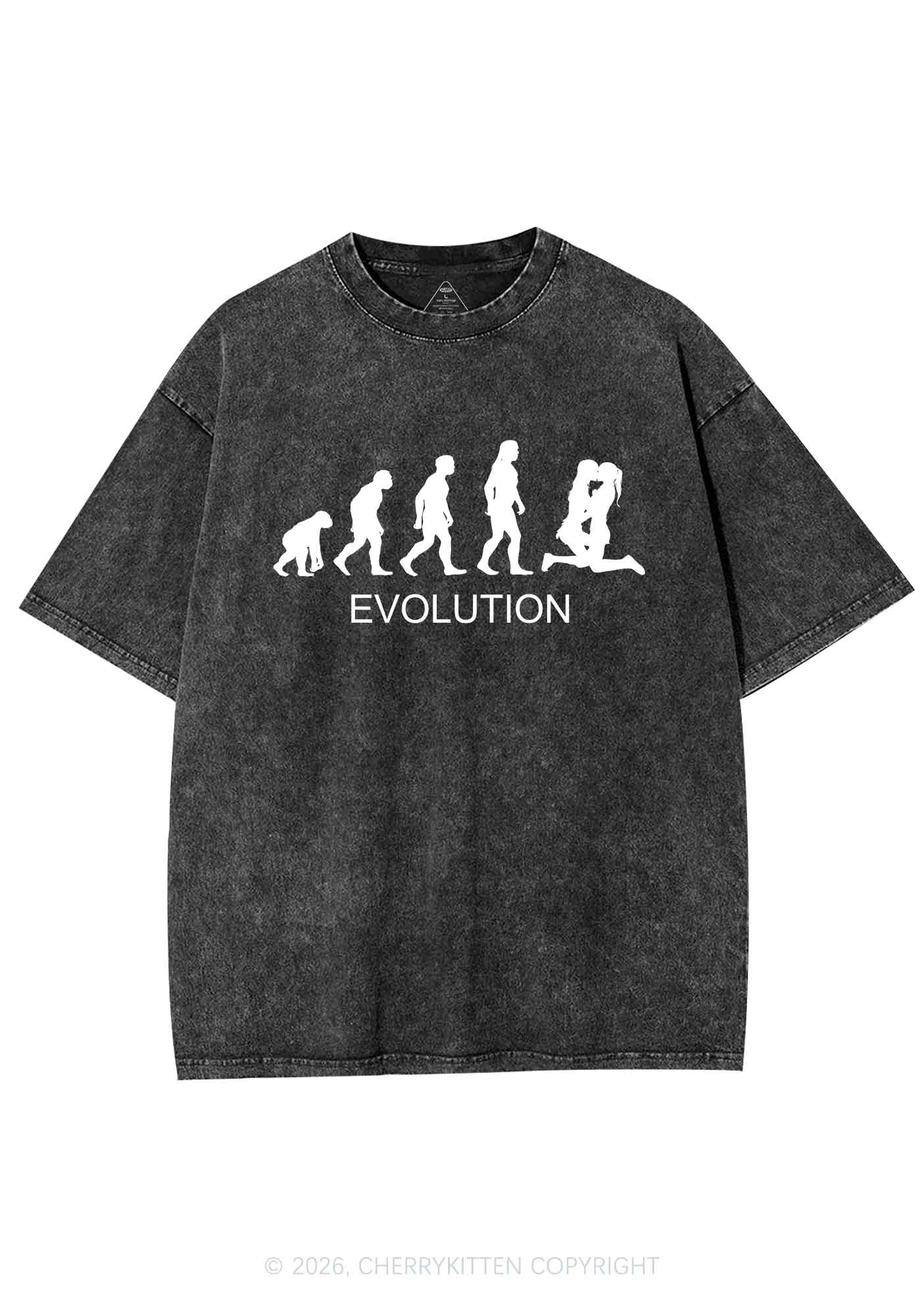 Lesbian Evolution Pride Y2K Shirts Washed Tee Cherrykitten