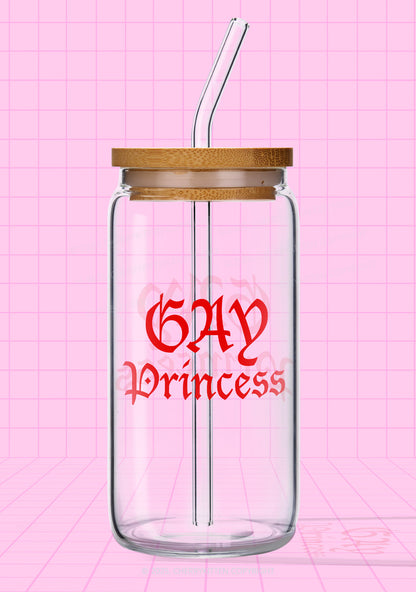 Gay Princess Pride Y2K Printed Glass Cup Cherrykitten