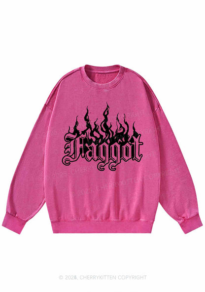 Halloween Goth Faggot Pride Y2K Washed Sweatshirts Cherrykitten