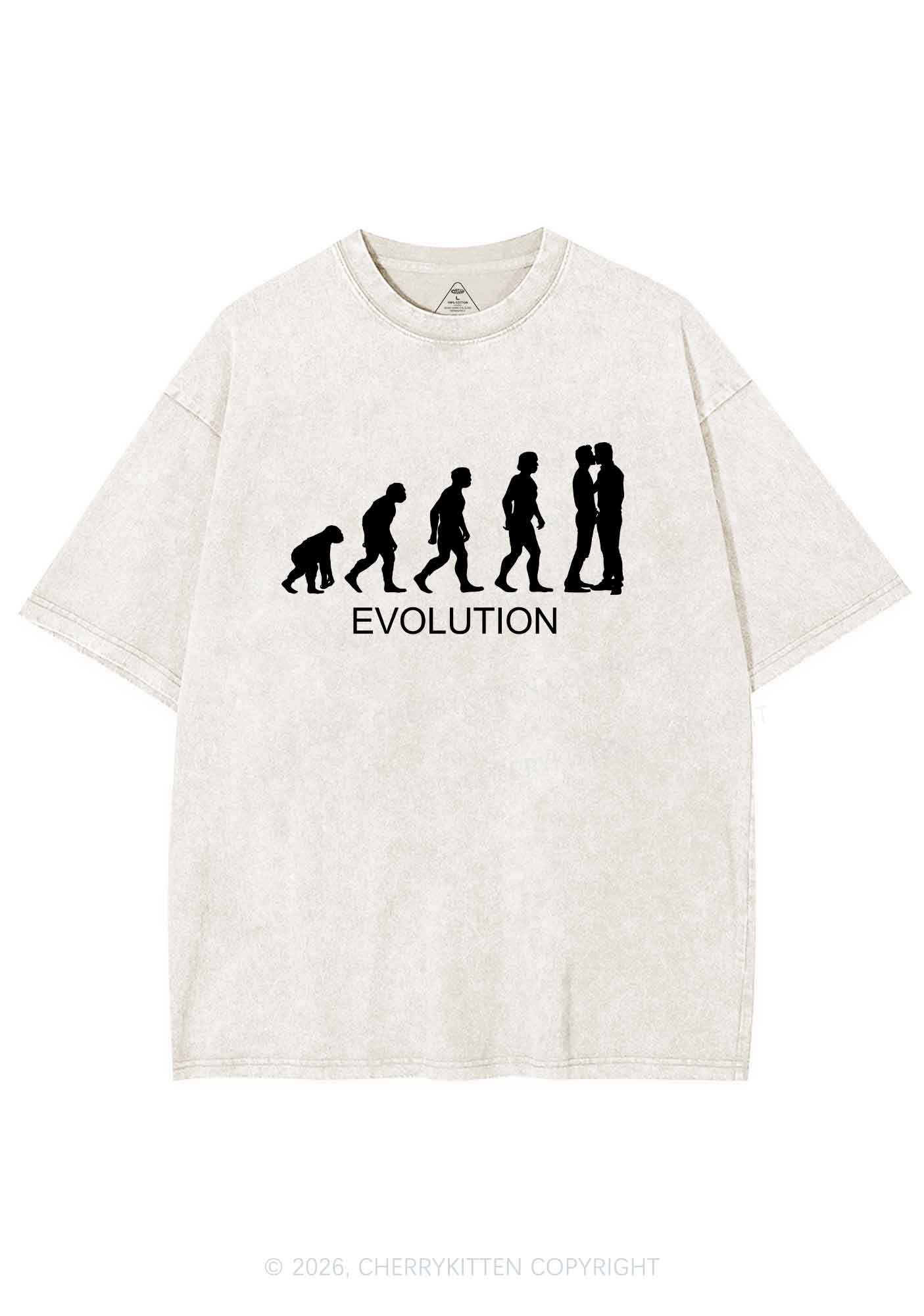 Gay Evolution Pride Y2K Shirts Washed Tee Cherrykitten