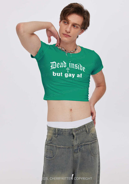 Dead Inside But Gay AF Pride Y2K Baby Tee Cherrykitten