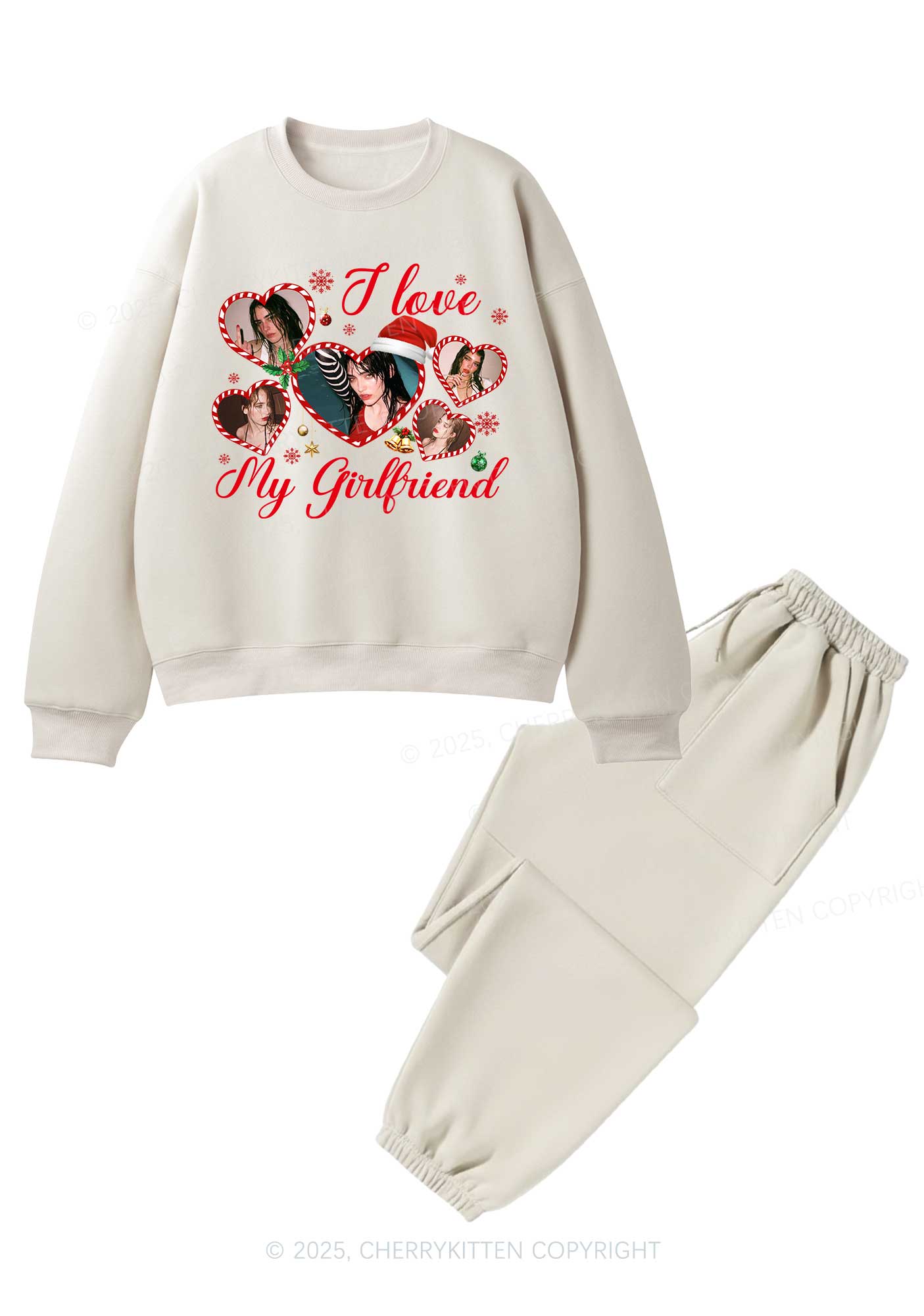 Custom Christmas I Love My GF Y2K Fleece Sweatshirts Set Cherrykitten
