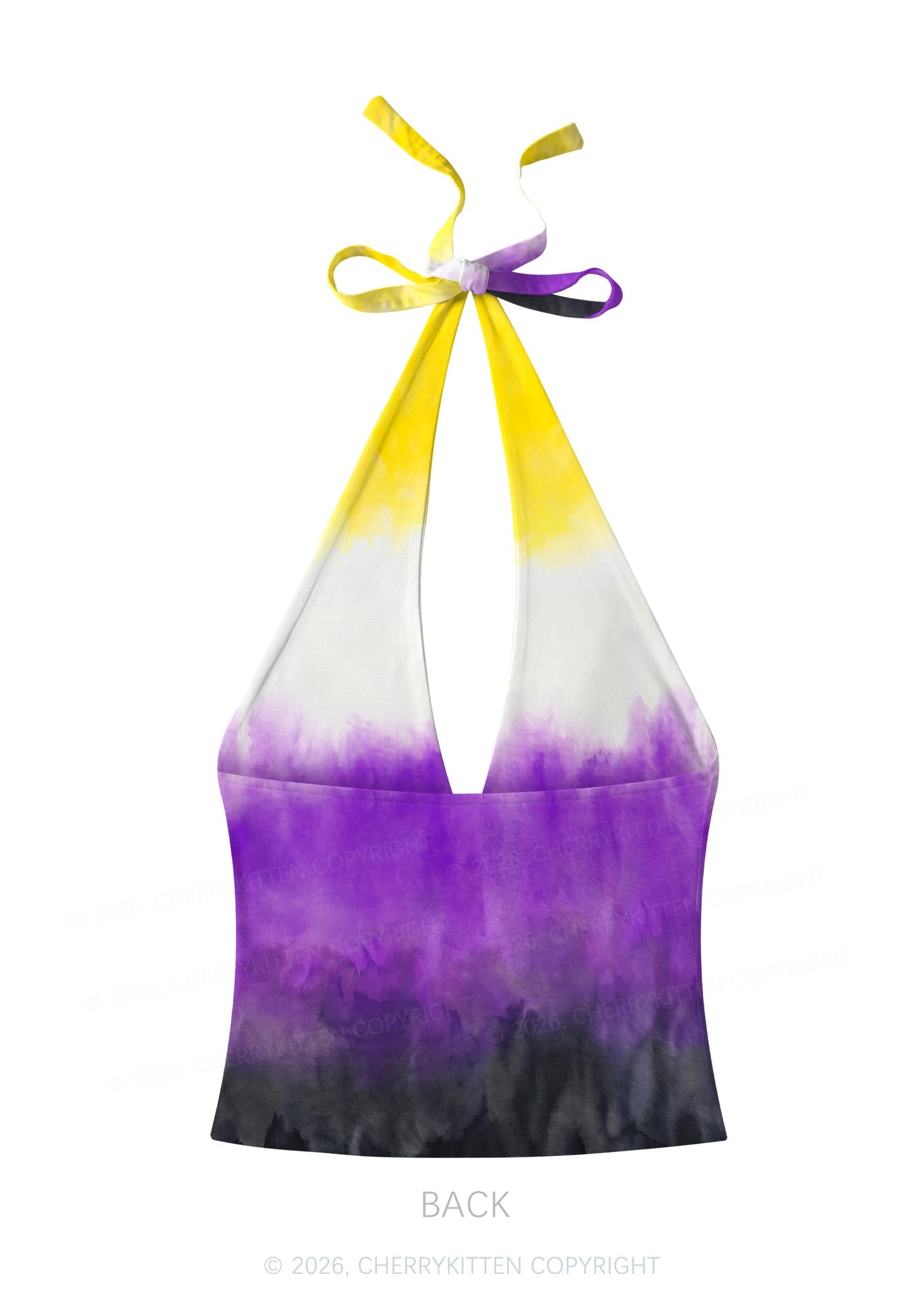 Nonbinary Tie Dye Pride Y2K Print Halter Deep V Neck Cami Cherrykitten