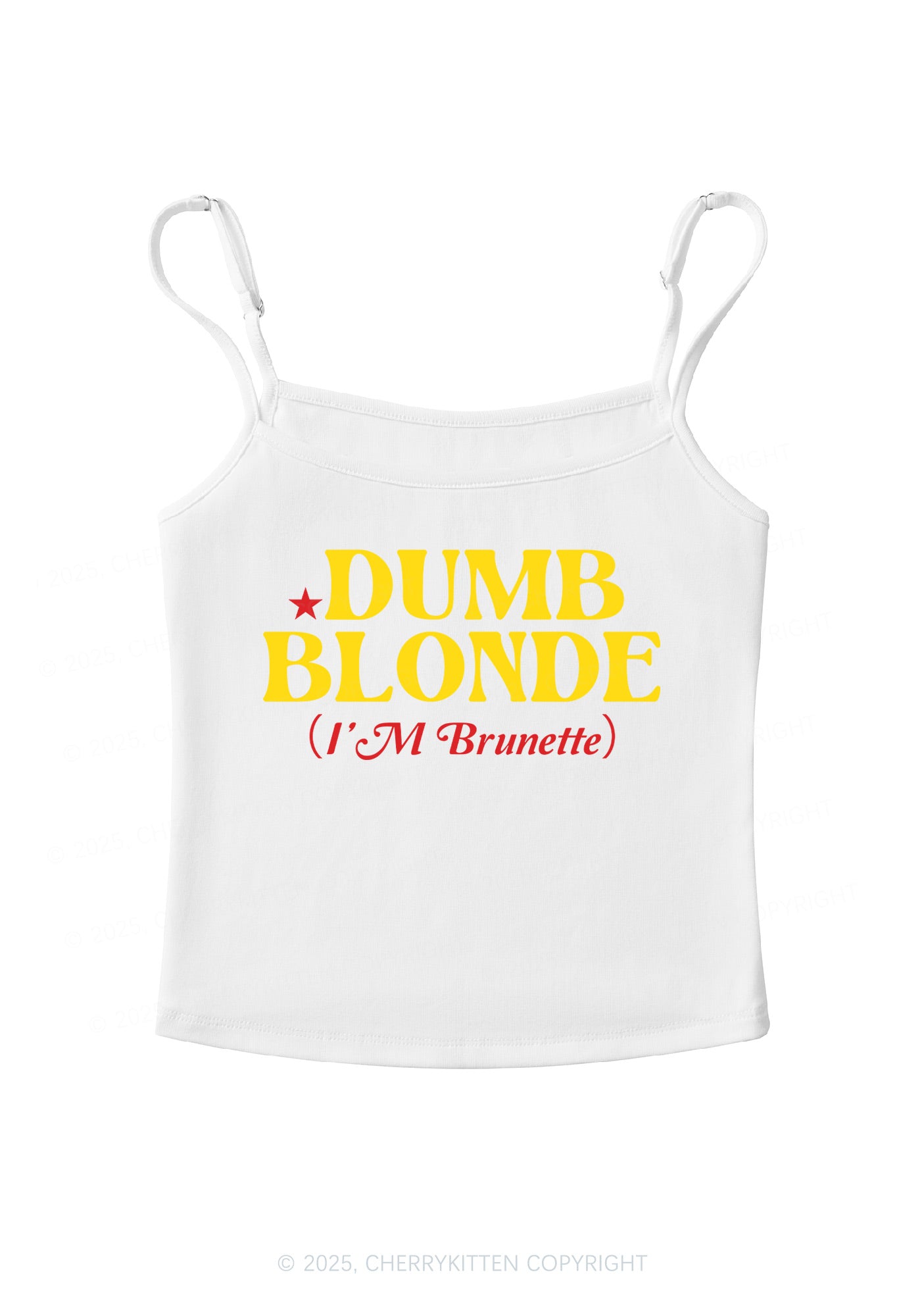 Dumb Blonde Brunette Y2K Spaghetti Strap Cami Cherrykitten