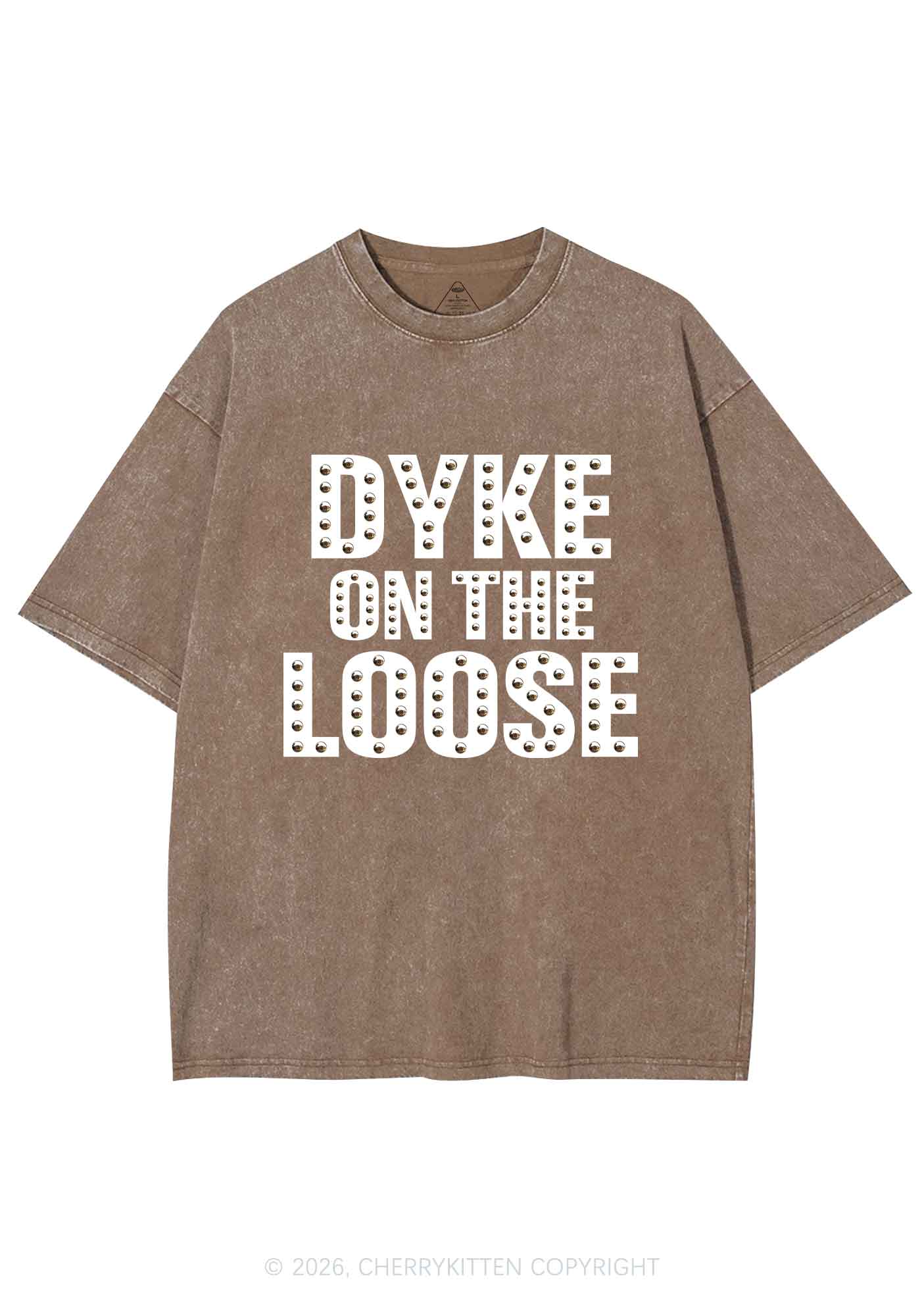 Dyke On The Loose Pride Y2K Shirts Washed Tee Cherrykitten