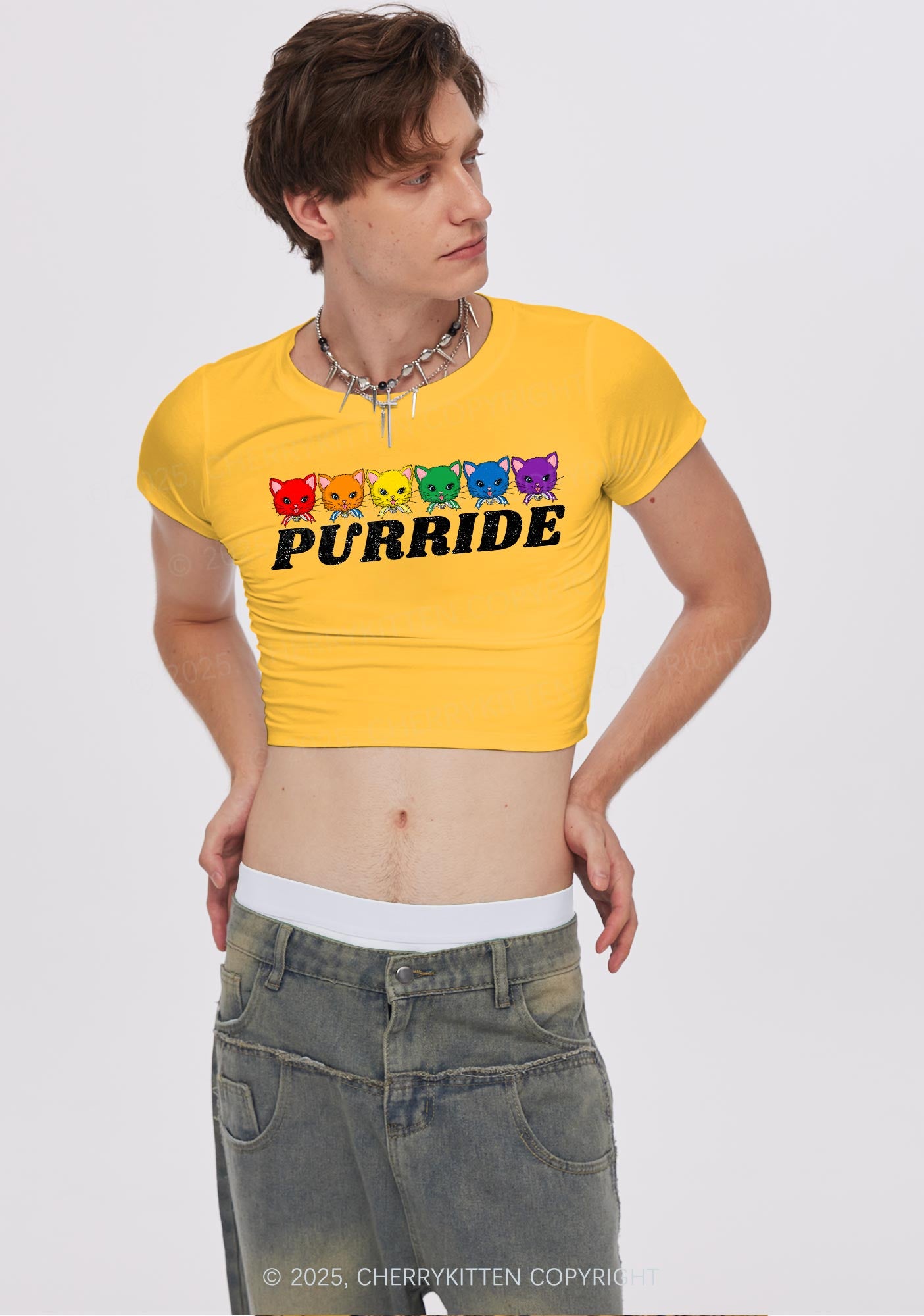 Purride Cat Pride Y2K Baby Tee Cherrykitten