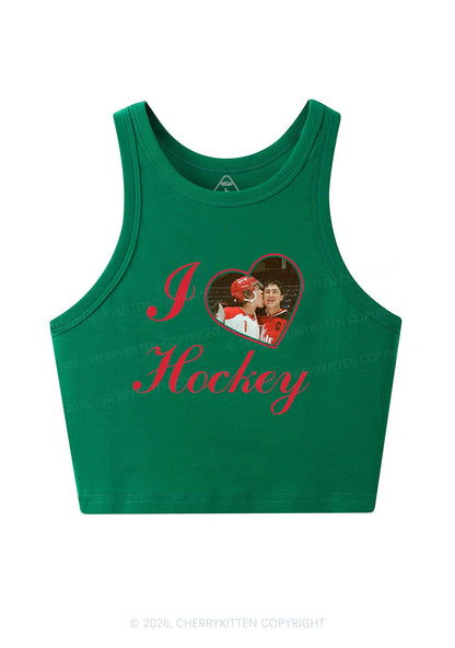 I Love Hockey HR Y2K Crop Tank Top Cherrykitten