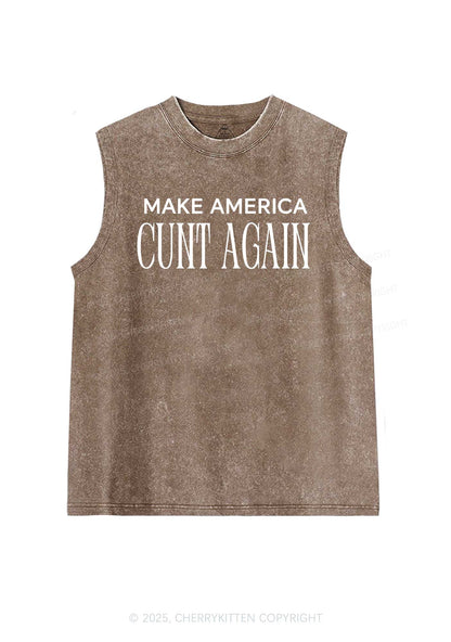 Make America Cxxt Again Y2K Washed Muscle Tank Cherrykitten