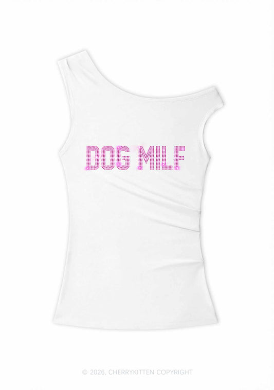Rhinestone Dog Mxxf Y2K Off Shoulder Tank Top Cherrykitten