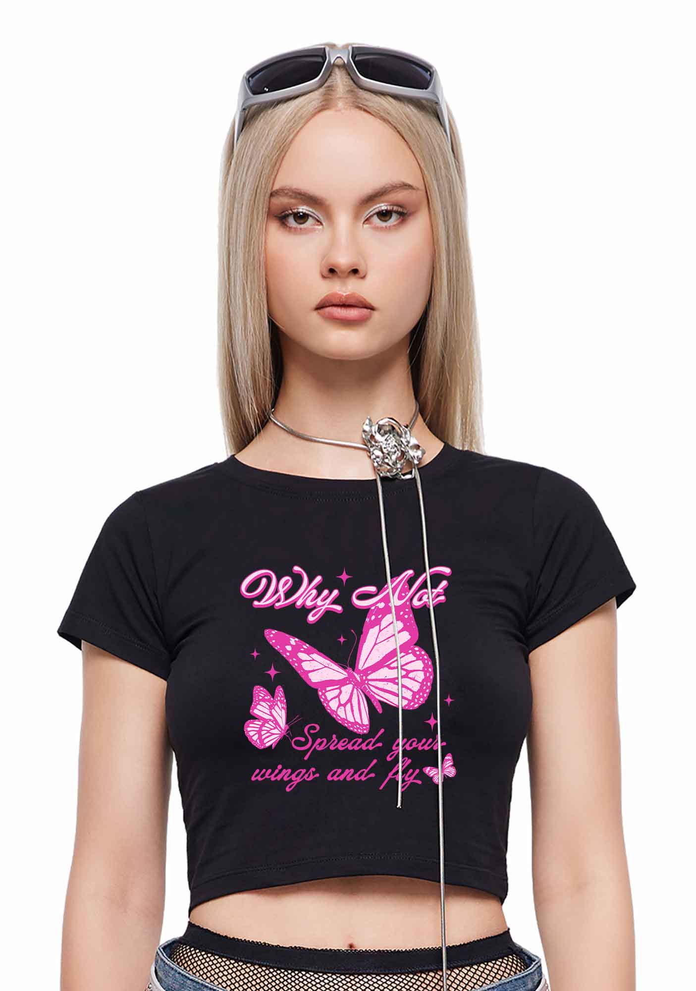 Spread Your Wings And Fly Y2K Baby Tee Cherrykitten