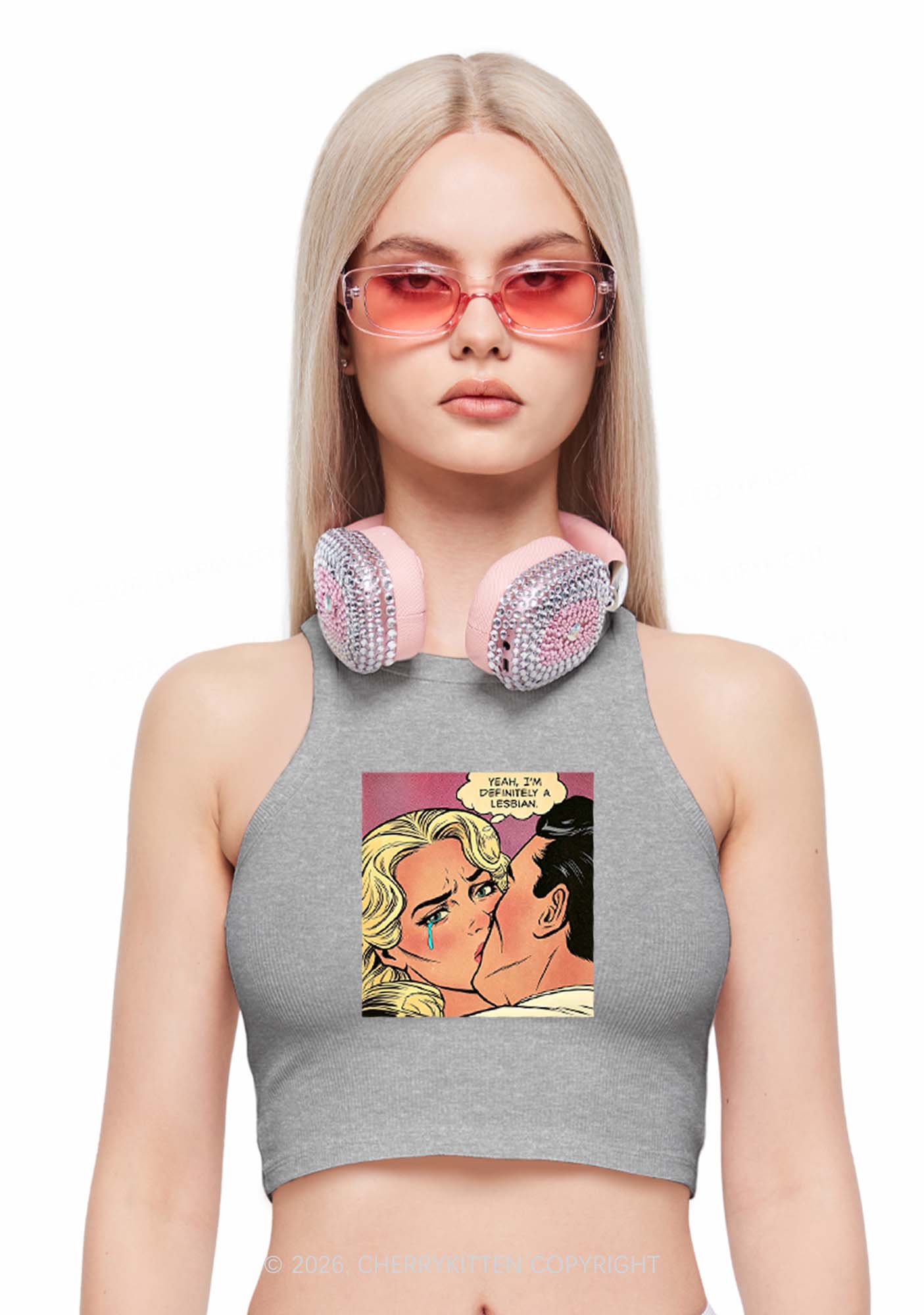 Im Definitely A Lesbian Pride Y2K Crop Tank Top Cherrykitten