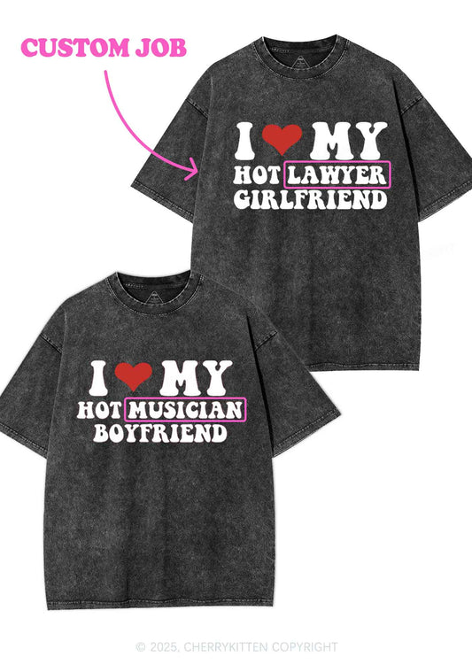 Custom My Hot Lawyer GF Y2K Valentine's Day Washed Tee Cherrykitten