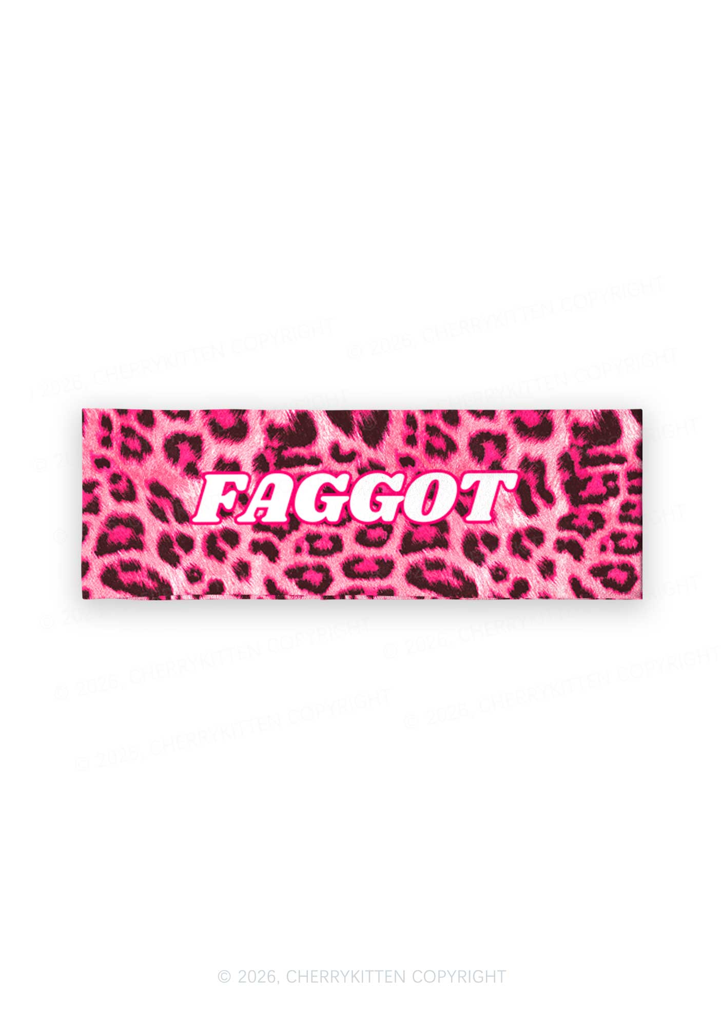 Pink Leopard Faggot Pride Y2K Print Headband Cherrykitten