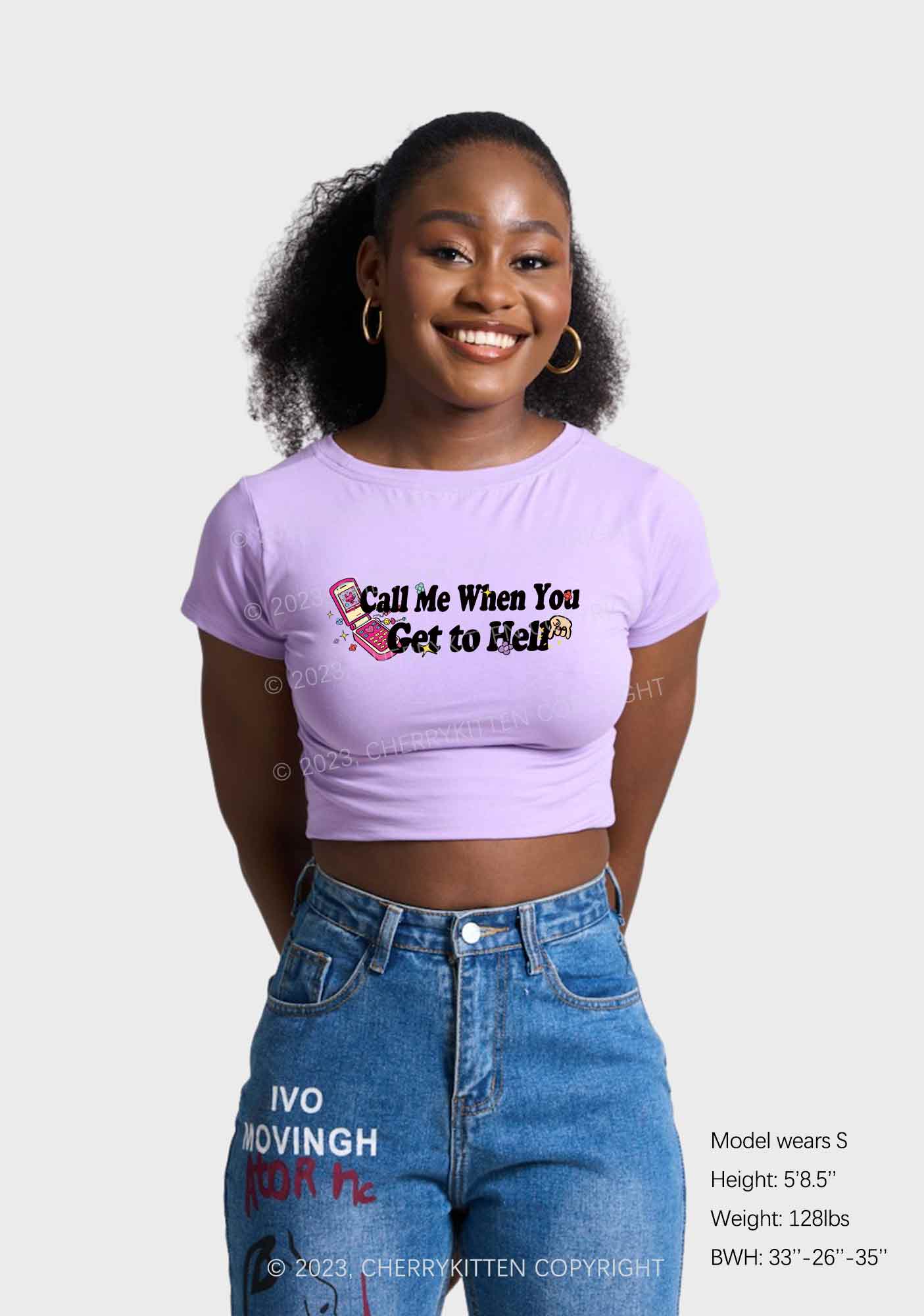 Call Me When You Get To Hell Y2K Baby Tee Cherrykitten