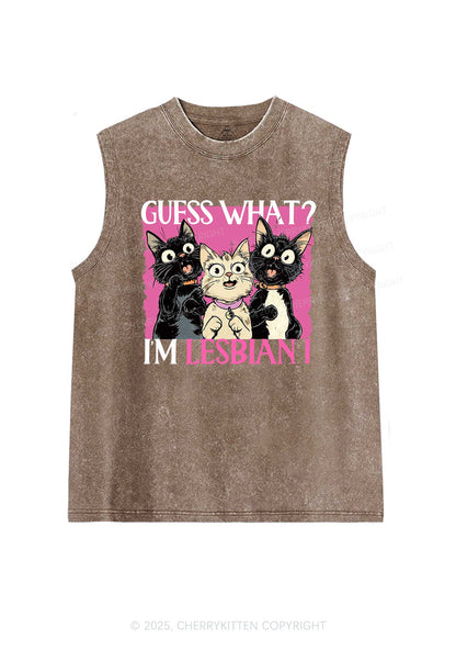 Im Lesbian Cat Pride Y2K Washed Muscle Tank Cherrykitten