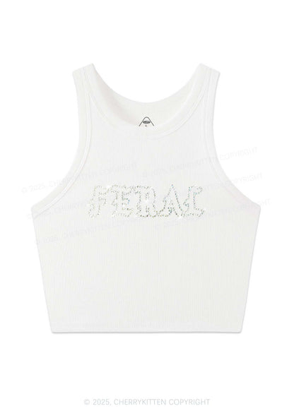 Rhinestone Feral Y2K Crop Tank Top Cherrykitten