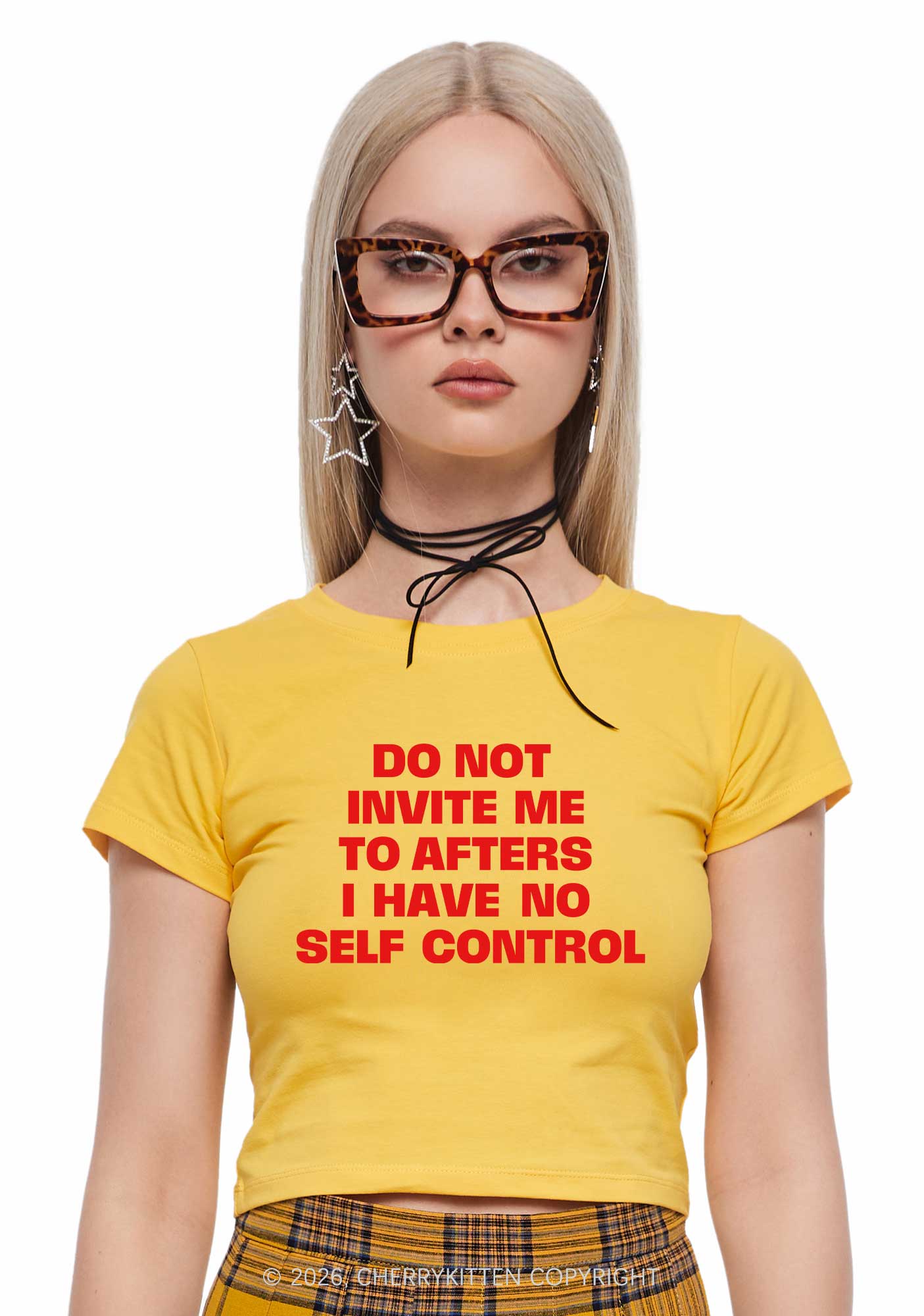 Do Not Invite Me To Afters Y2K Baby Tee Cherrykitten