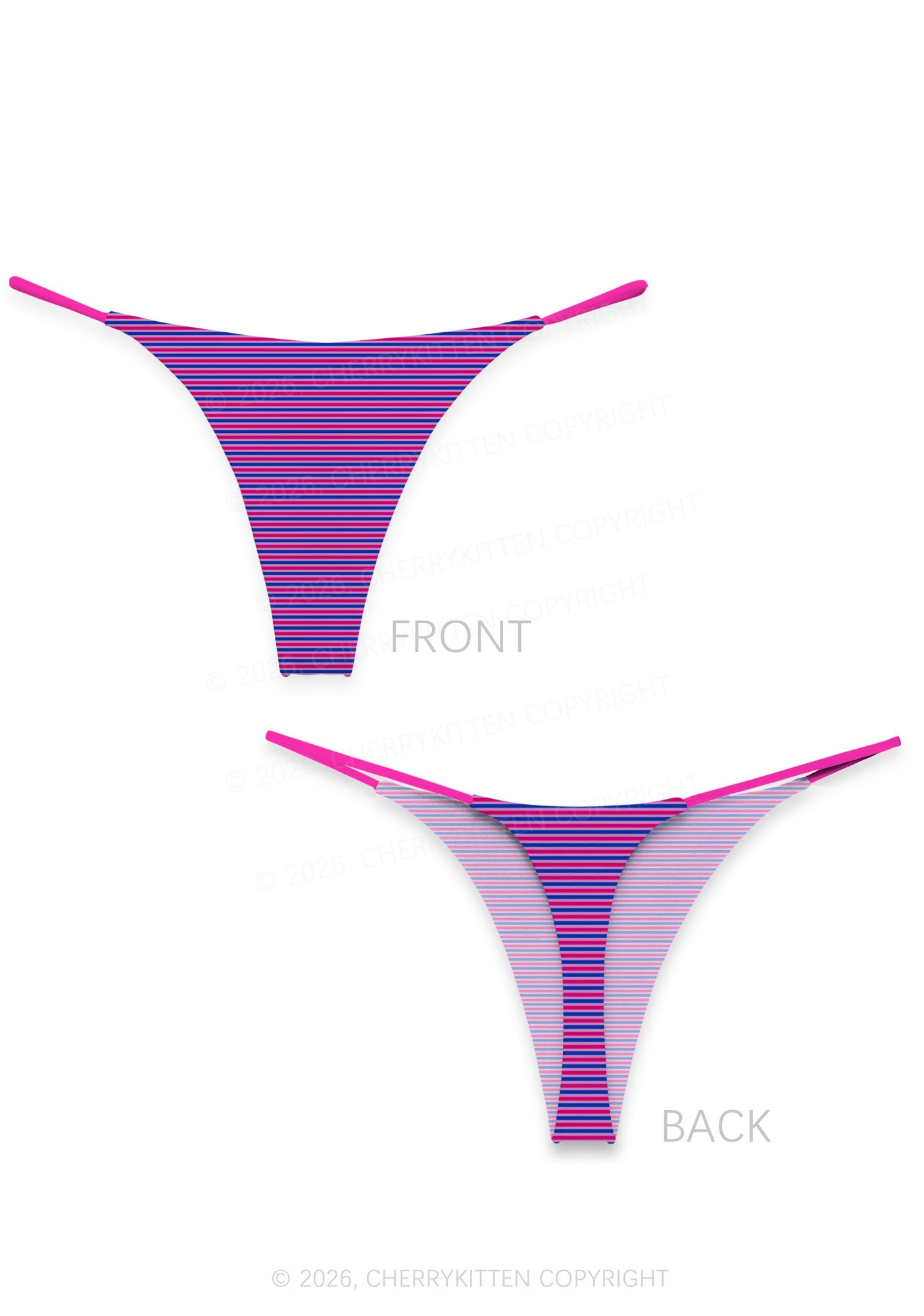 Bisexual Stripes Pride Y2K Print Bikini String Thong Cherrykitten