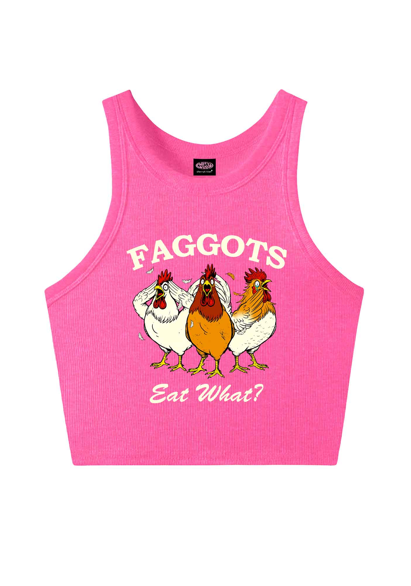 Faggots Eat What Pride Y2K Crop Tank Top Cherrykitten
