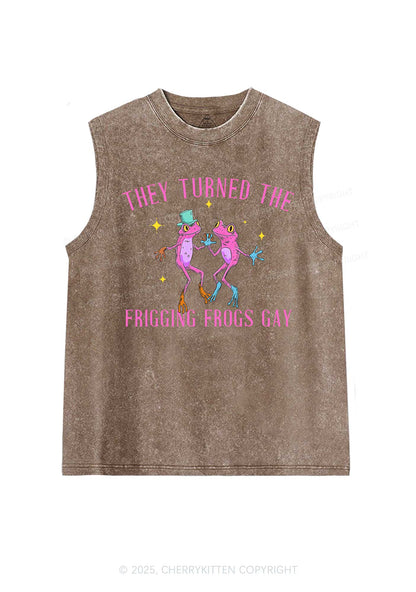 Frogs Gay Pride Y2K Washed Muscle Tank Cherrykitten