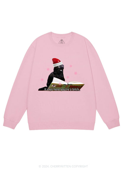 Christmas Cat Bxxch Y2K Sweatshirt Cherrykitten