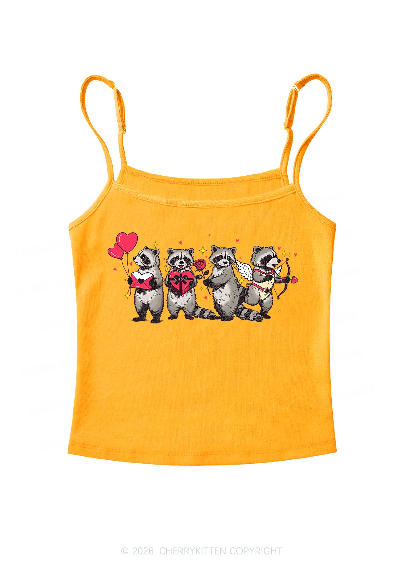 Raccoon Cupids Valentine's Day Y2K Spaghetti Strap Cami Cherrykitten