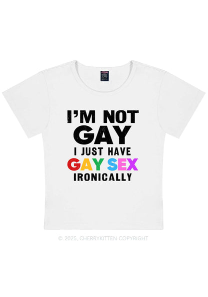 Gay Sx Ironically Pride Y2K Baby Tee Cherrykitten