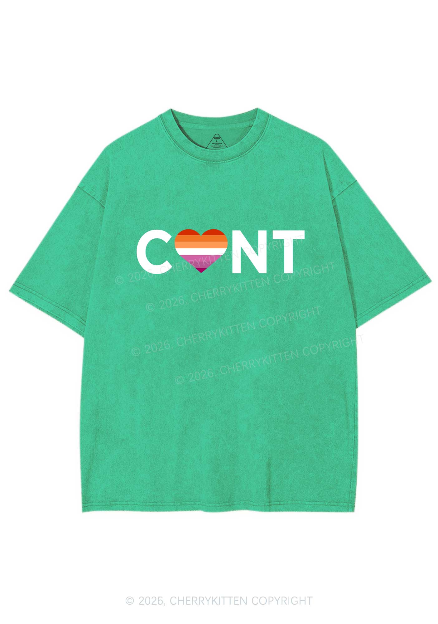 Lesbian Heart Cxxt Pride Y2K Shirts Washed Tee Cherrykitten
