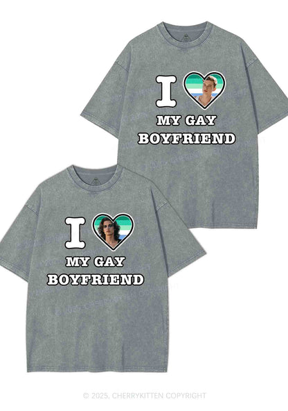 Custom My Gay BF Pride Y2K Valentine's Day Washed Tee Cherrykitten