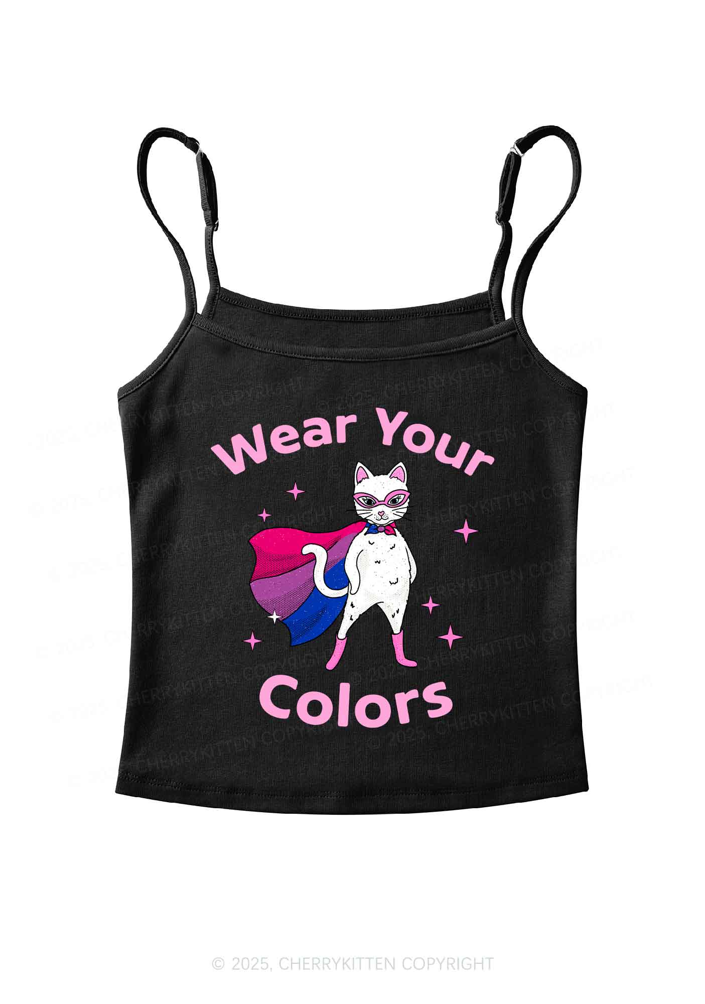 Bisexual Flag Cat Pride Y2K Spaghetti Strap Cami Cherrykitten