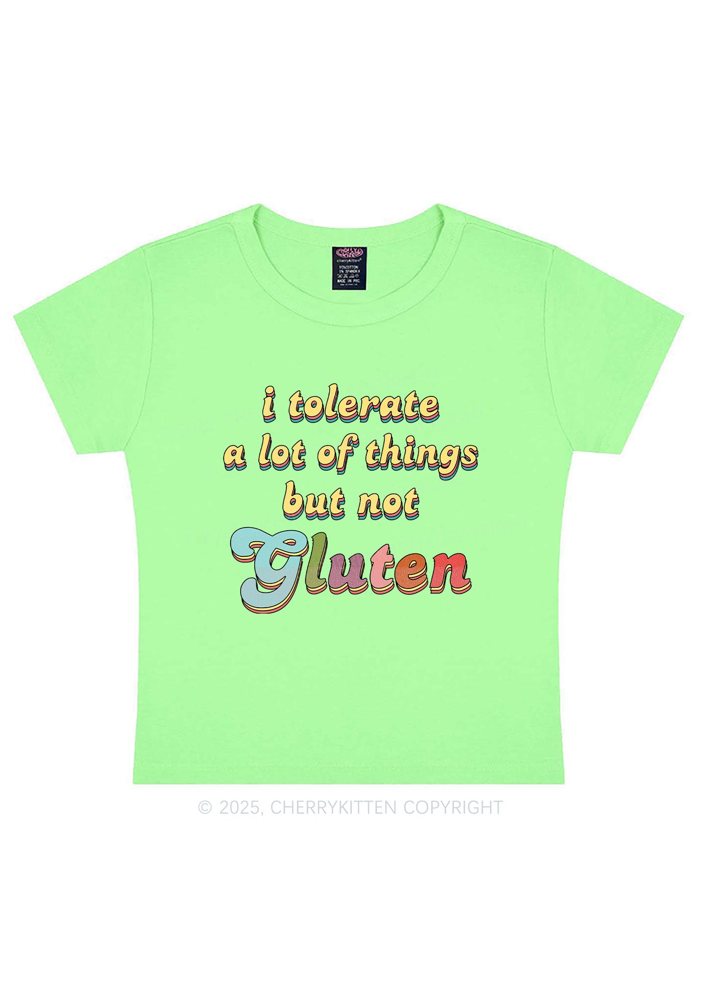 Tolerate Gluten Y2K Baby Tee Cherrykitten