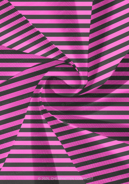 Pink And Black Stripe Valentine's Day Y2K Print Mini Layered Skirt Cherrykitten