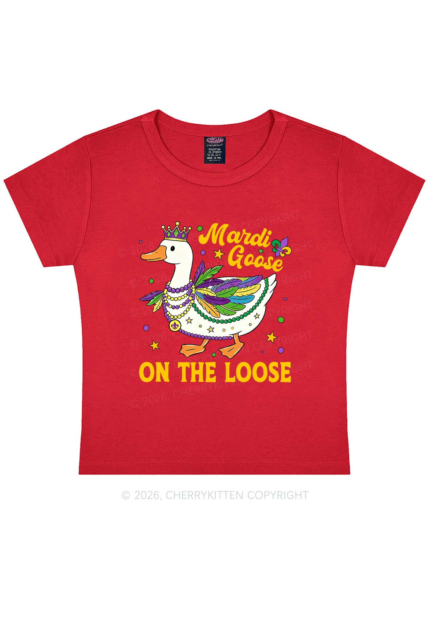 Mardi Goose On The Loose Y2K Baby Tee Cherrykitten