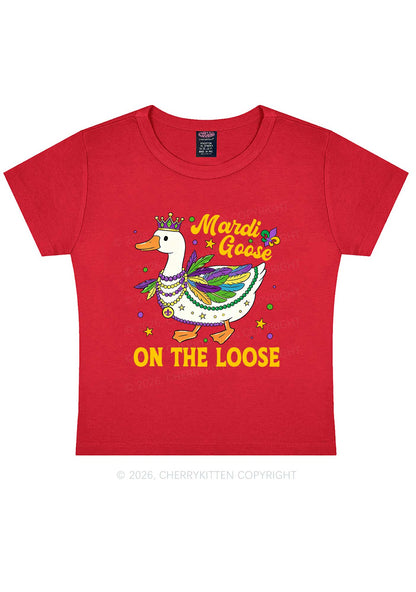 Mardi Goose On The Loose Y2K Baby Tee Cherrykitten