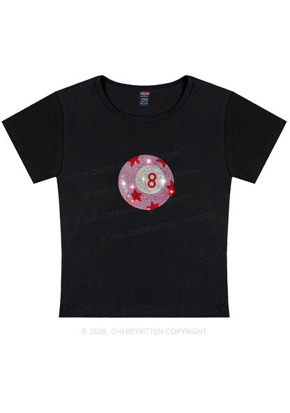 Rhinestone Pink Eight Ball Star Y2K Baby Tee Cherrykitten