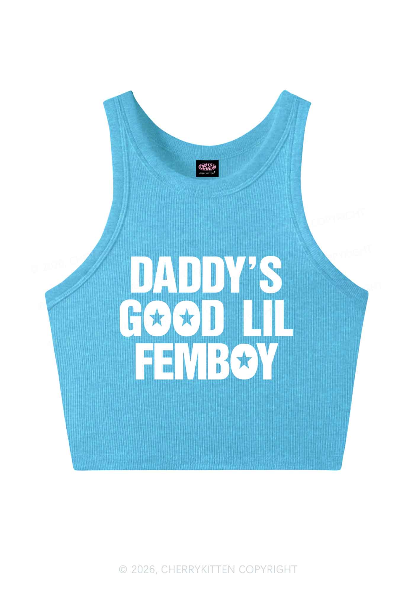 Daddys Good Lil Femboy Pride Y2K Crop Tank Top Cherrykitten