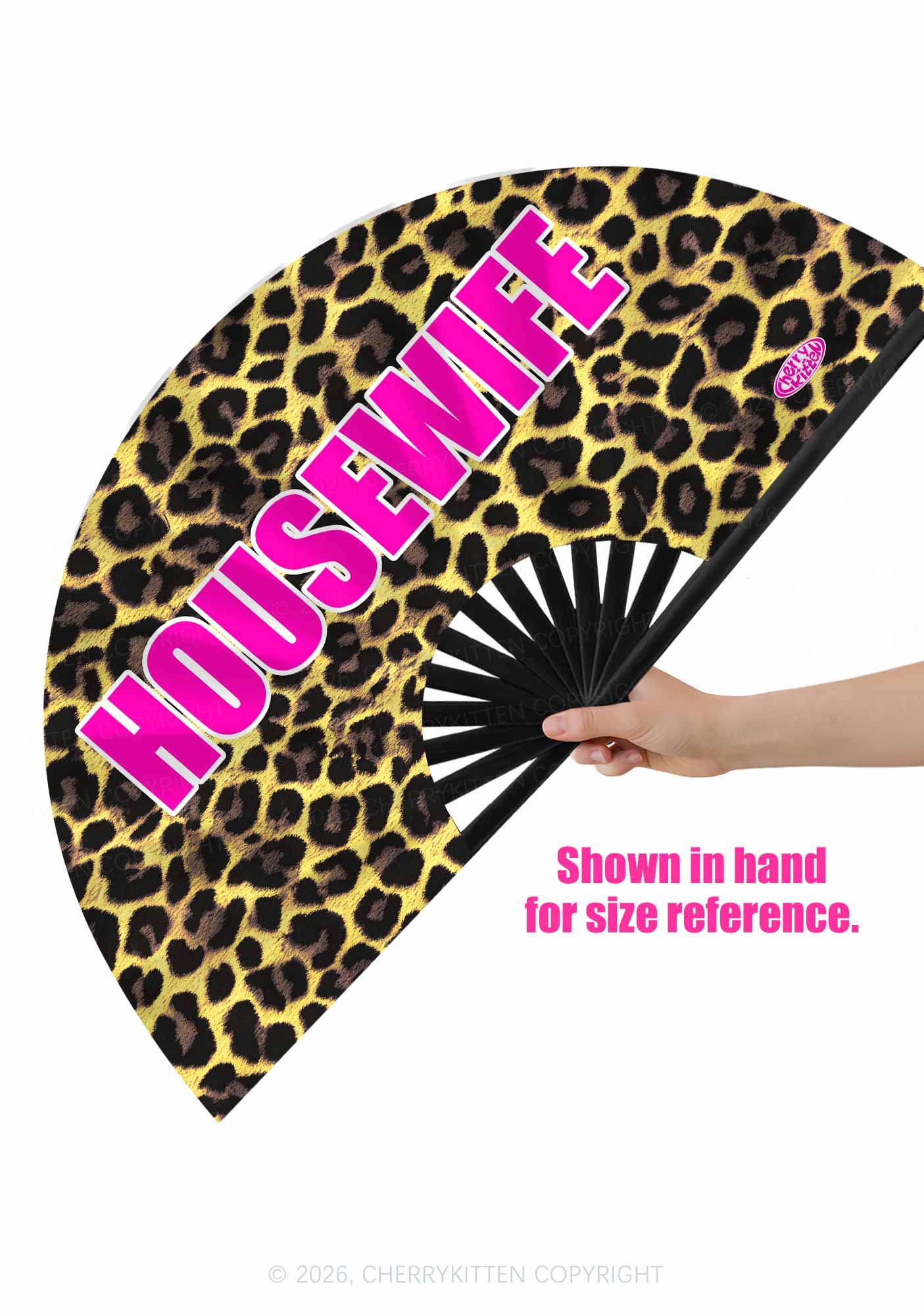 Housewife Leopard Y2K Rave Hand Fan Cherrykitten