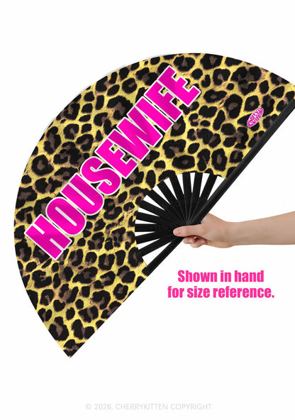 Housewife Leopard Y2K Rave Hand Fan Cherrykitten