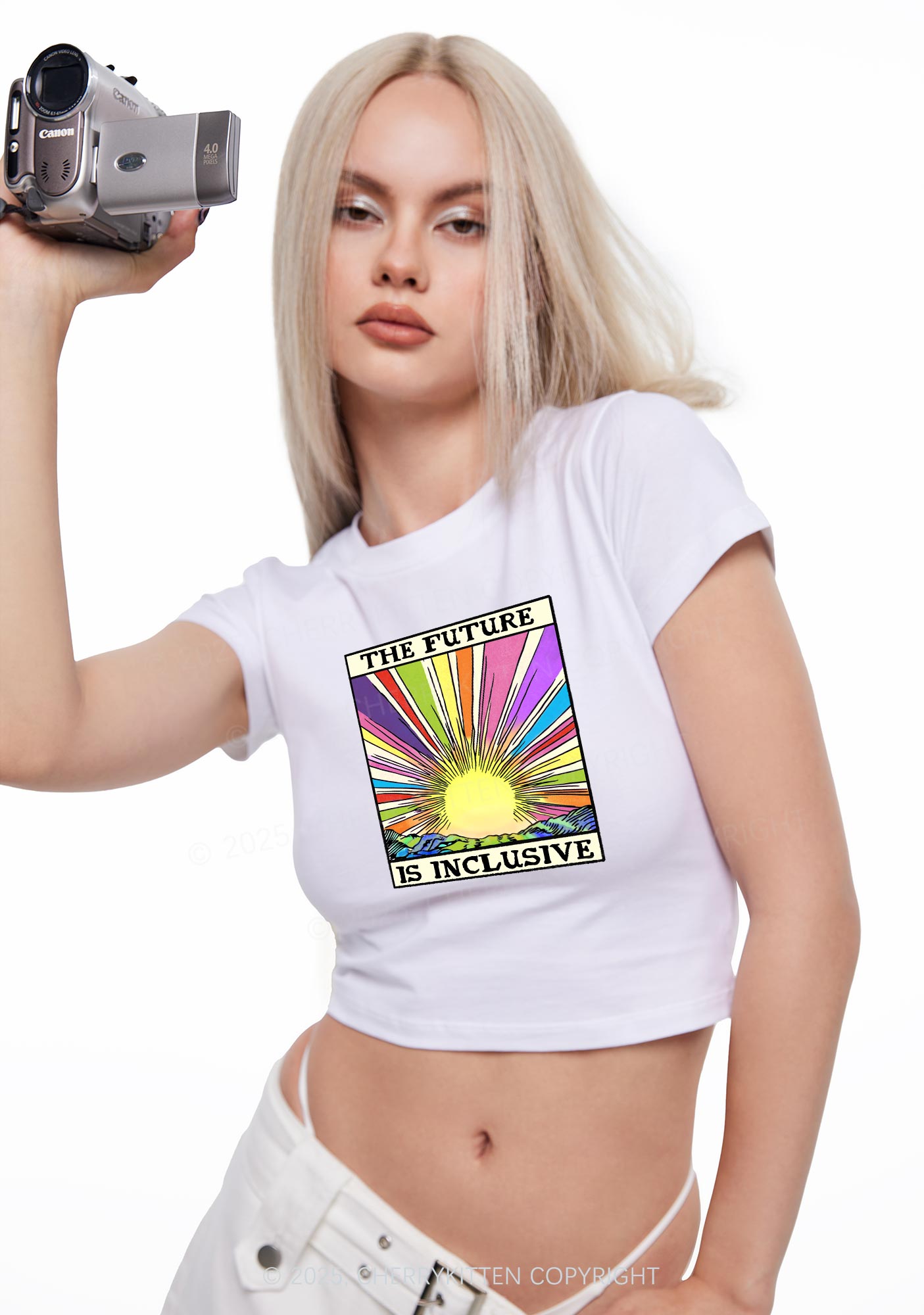 The Future Is Inclusive Pride Y2K Baby Tee Cherrykitten