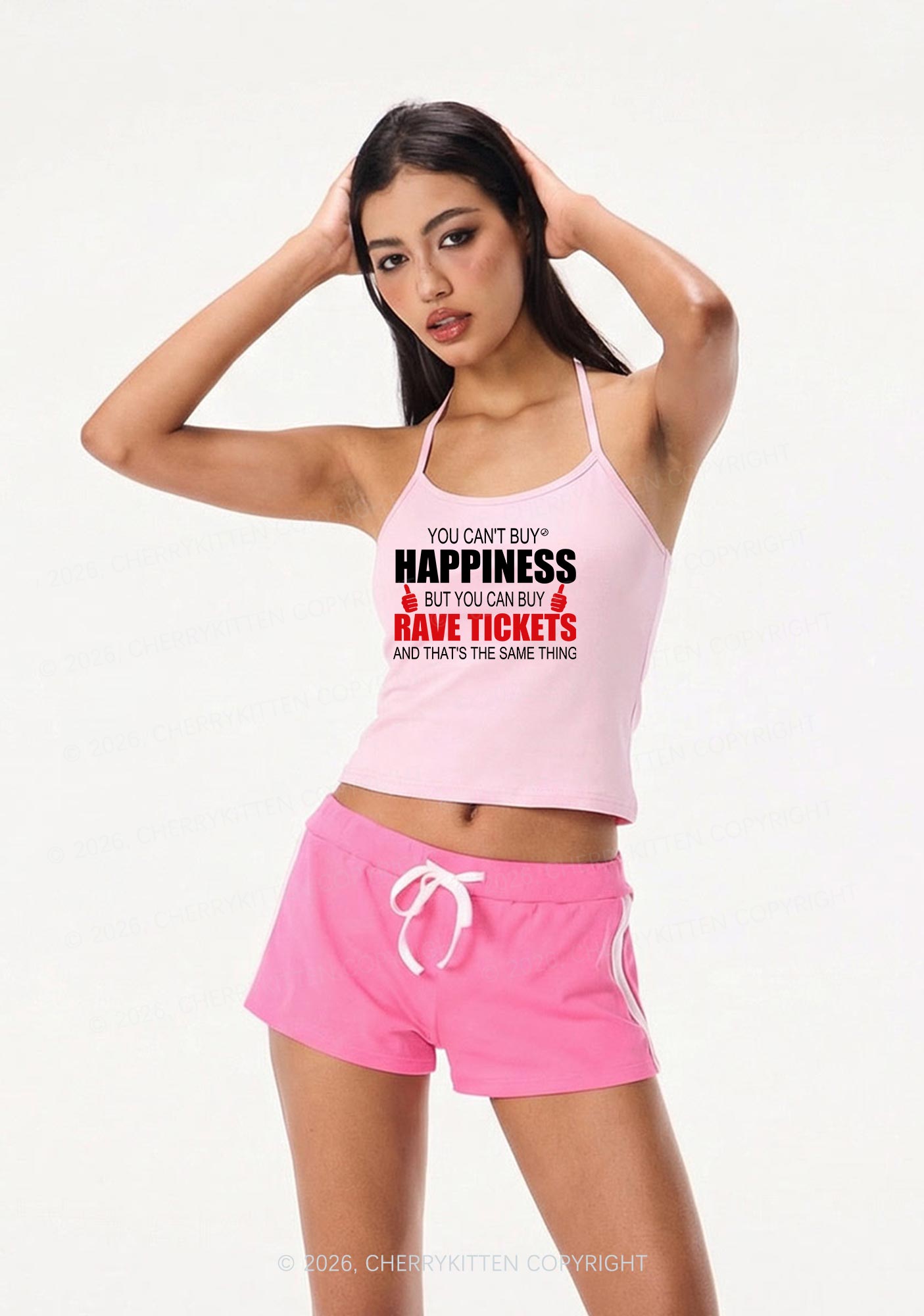 Happiness Rave Tickets Y2K Halter Neck Cami Cherrykitten