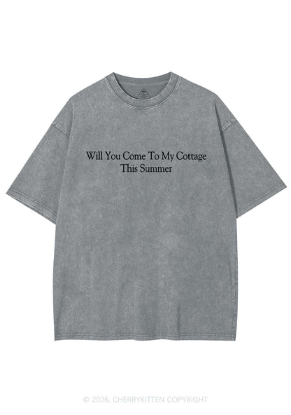 Will You Come To My Cottage HR Y2K Shirts Washed Tee Cherrykitten