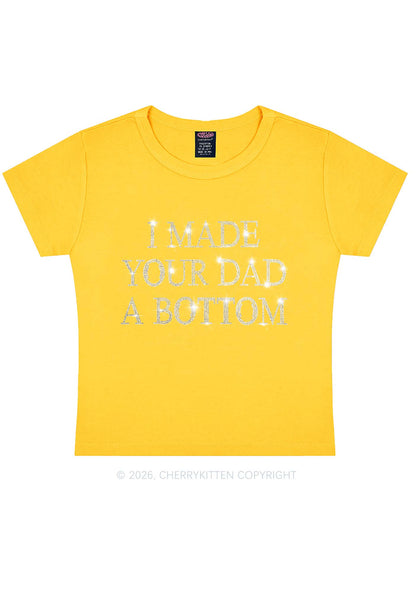Rhinestone Made Your Dad A Bottom Pride Y2K Baby Tee Cherrykitten