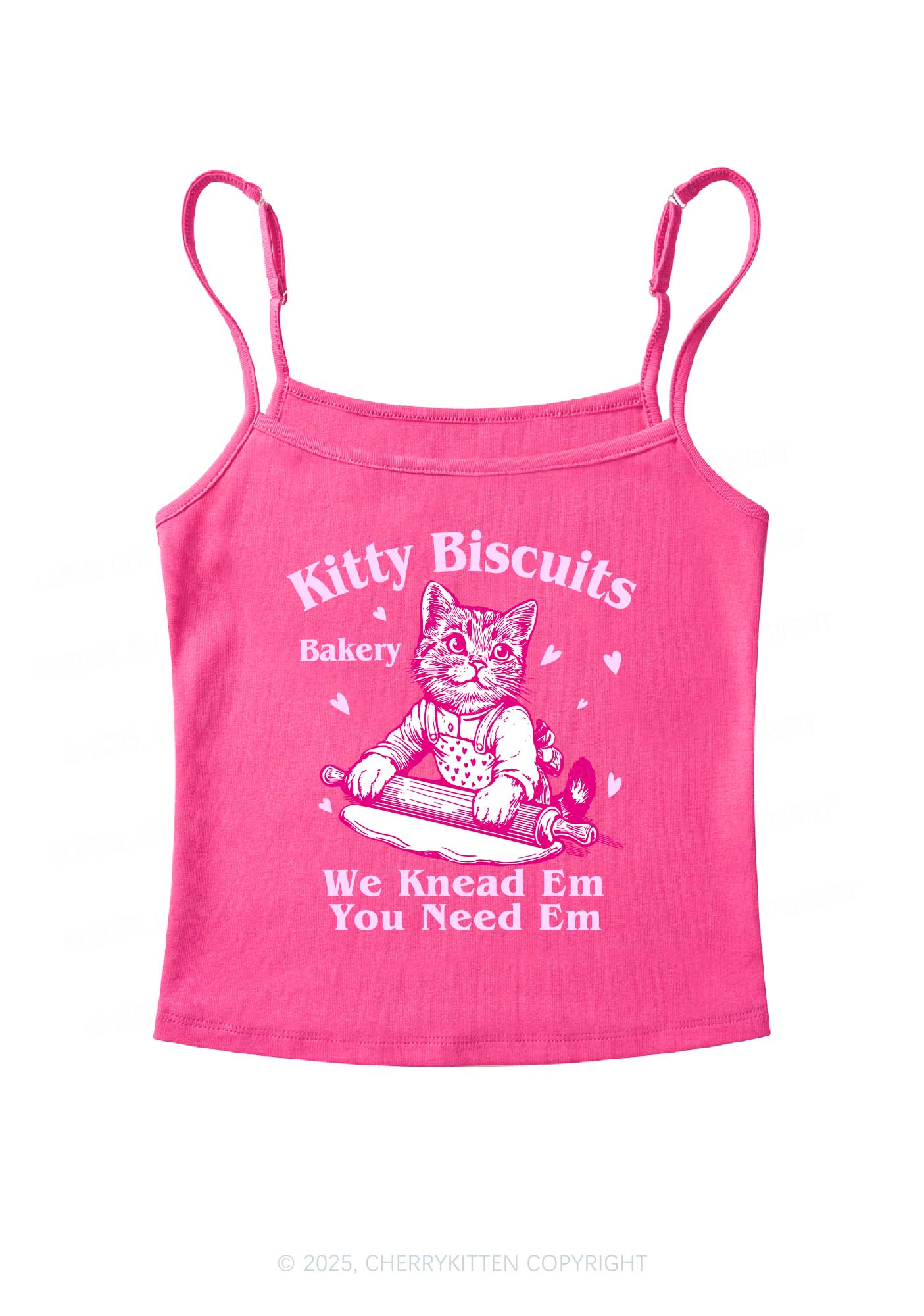 Kitten Biscuits Bakery Valentine's Day Y2K Spaghetti Strap Cami Cherrykitten