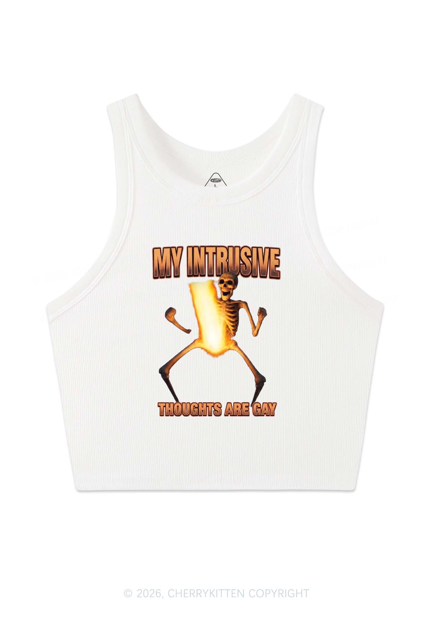 My Intrusive Thoughts Are Gay Pride Y2K Crop Tank Top Cherrykitten