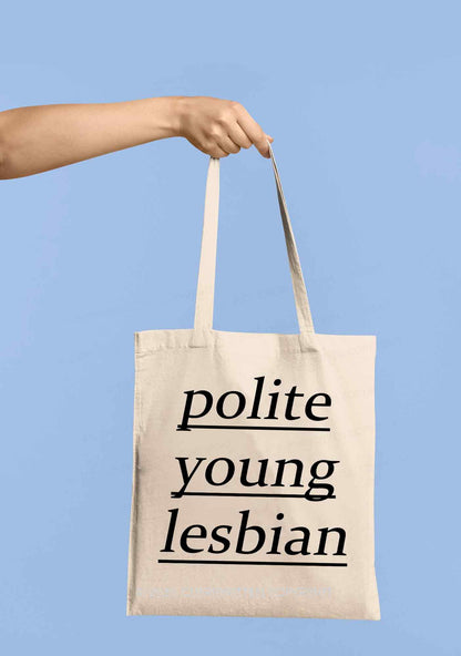 Polite Young Lesbian Pride Y2K Canvas Tote Bag Cherrykitten