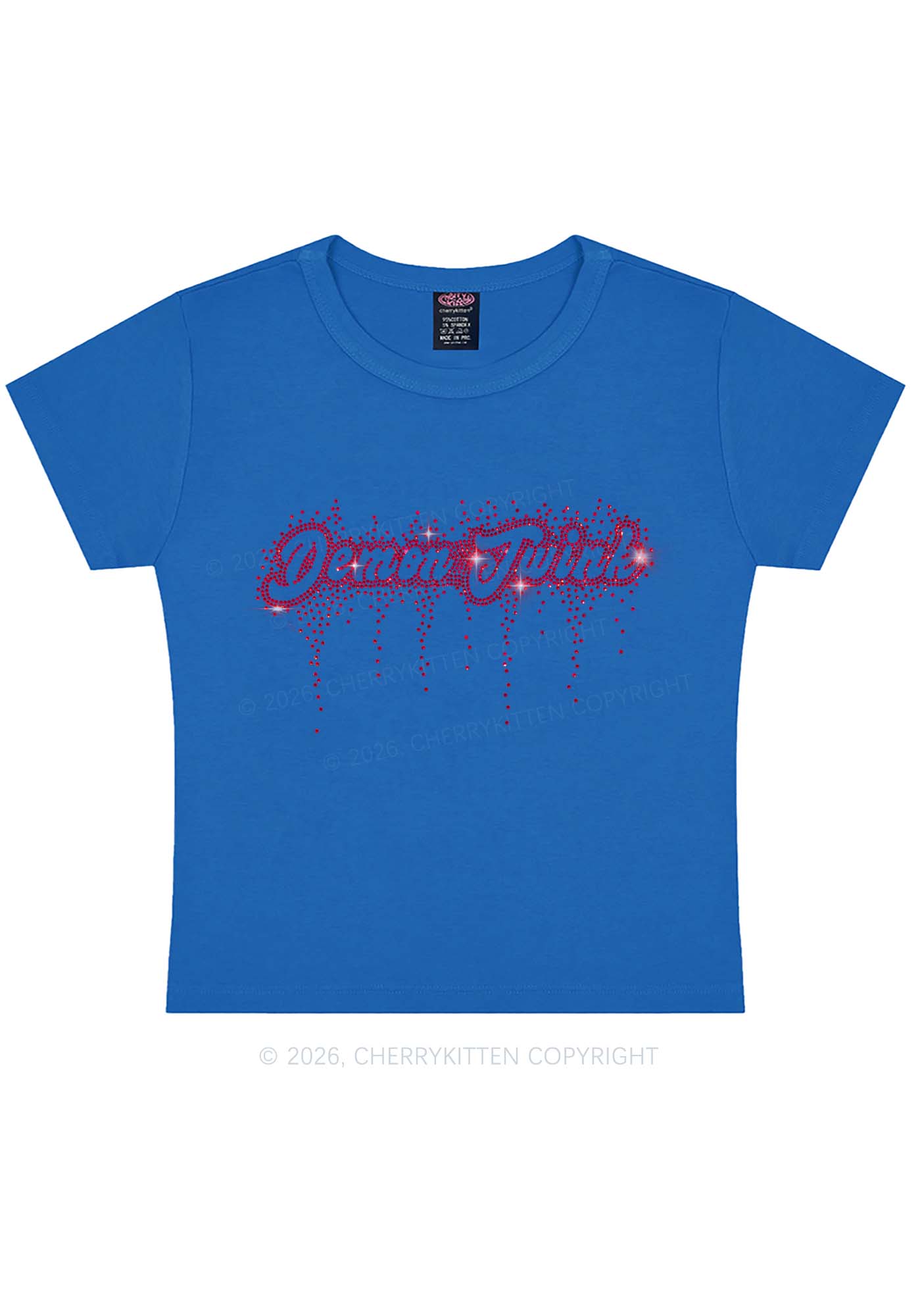 Rhinestone Demon Twink Pride Y2K Baby Tee Cherrykitten