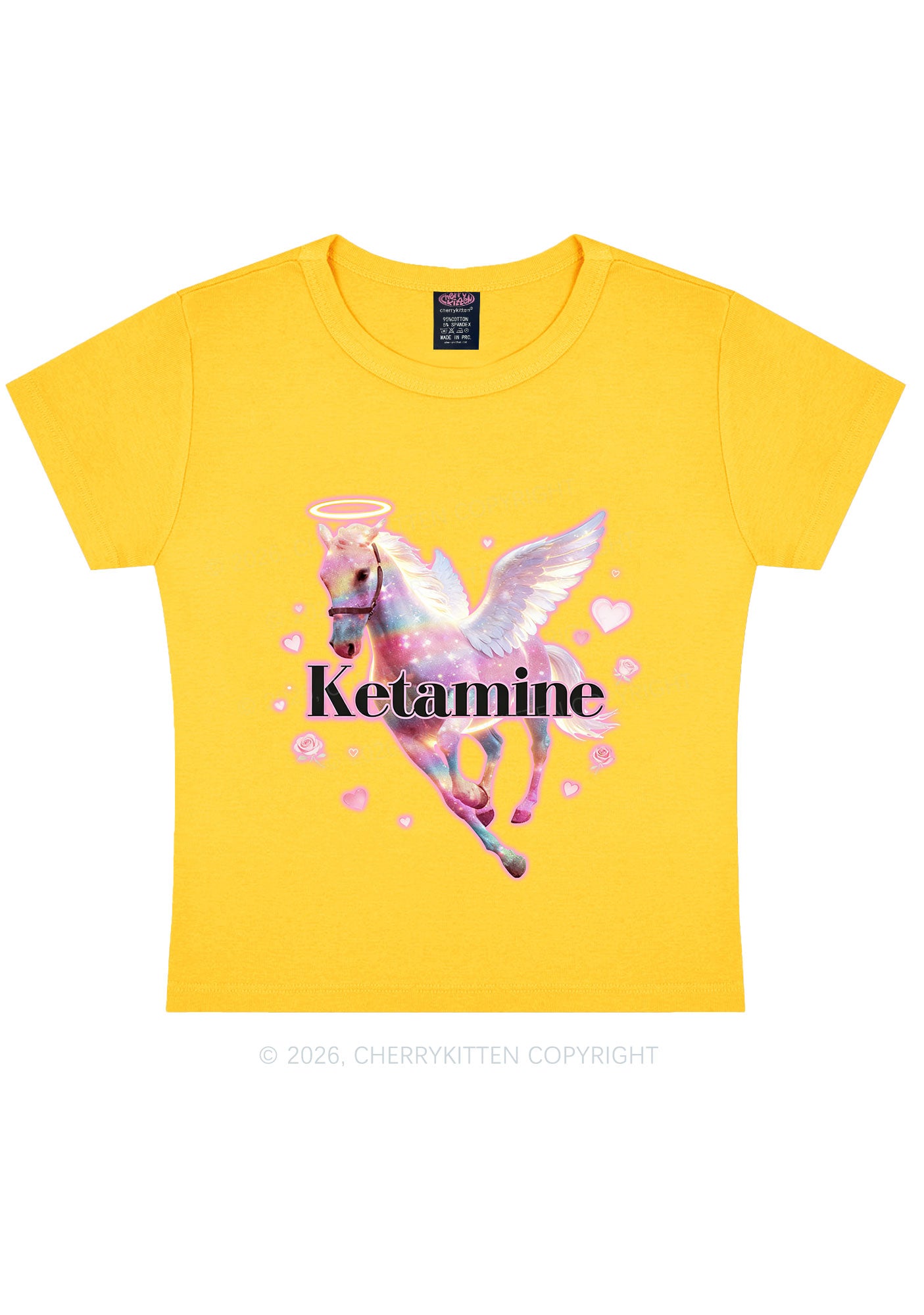 Angel K Horse Valentine's Day Y2K Baby Tee Cherrykitten