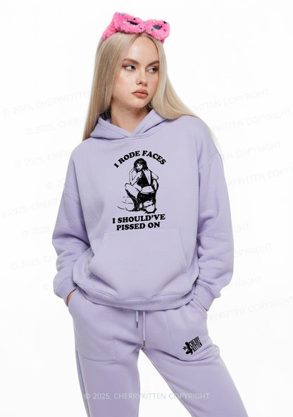 I Rode Faces Y2K Fleece Hoodie Set Cherrykitten